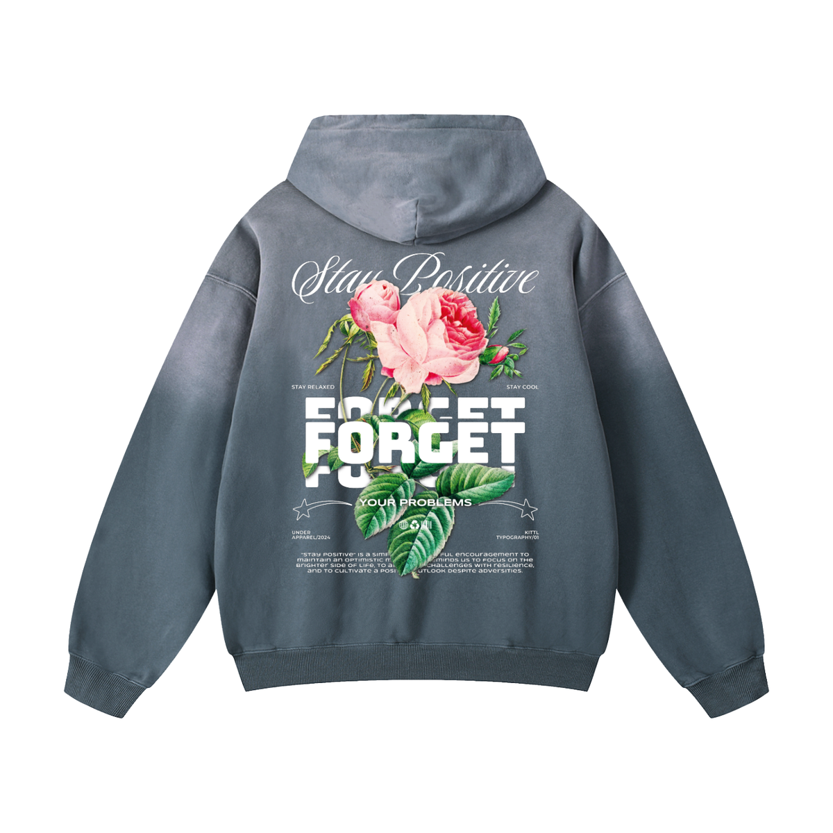 Stay Positive Sunfade Oversized Hoodie