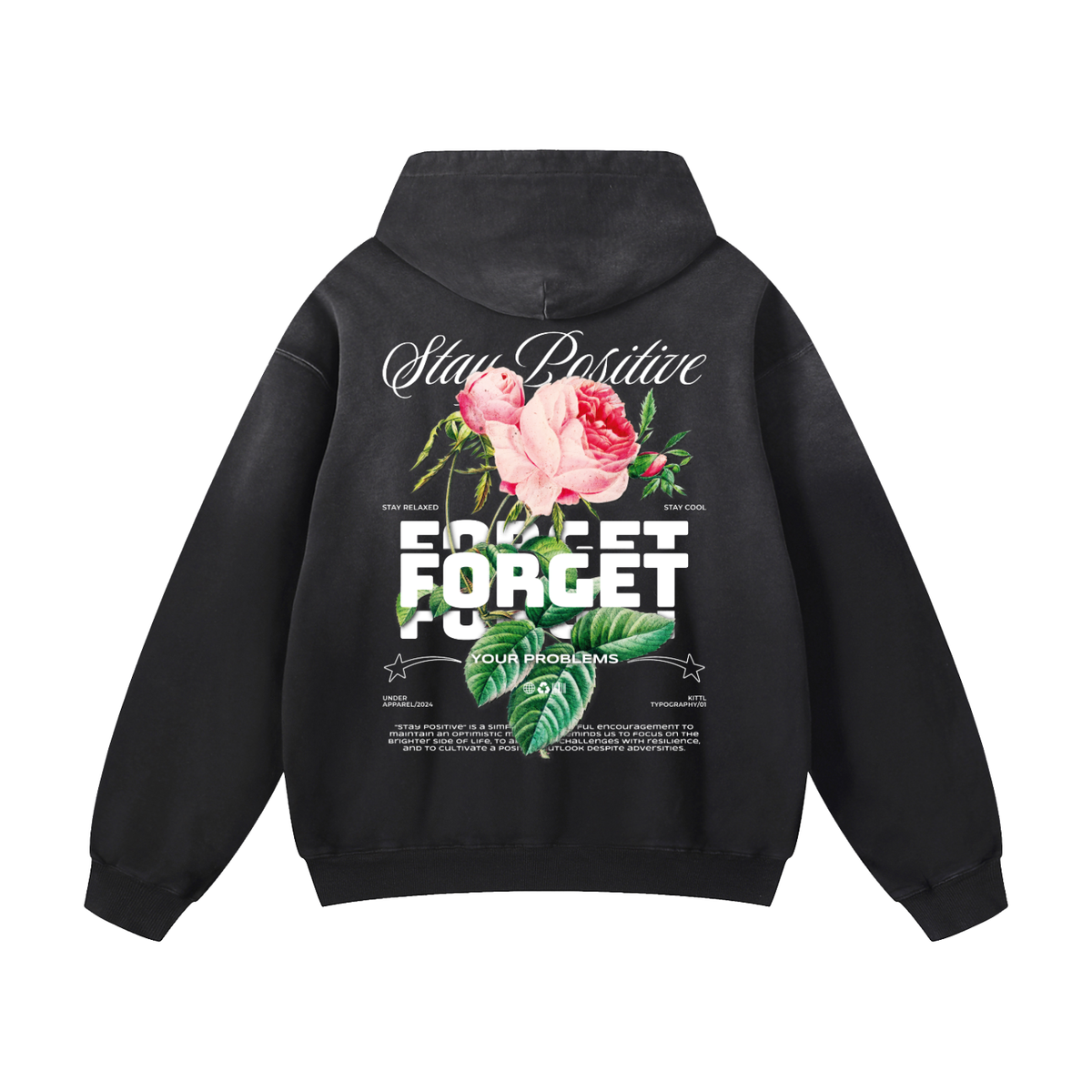 Stay Positive Sunfade Oversized Hoodie